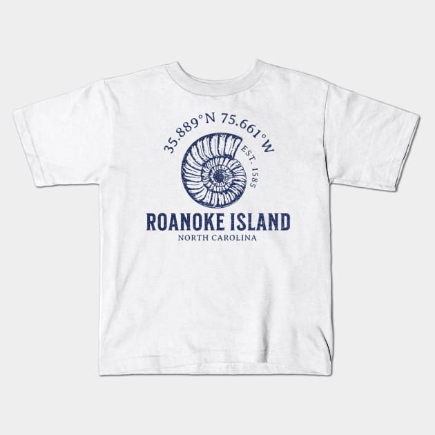 Roanoke Island Sunrise Summer Sea Shell in NC Kids T-Shirt by Contentarama